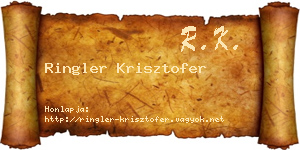 Ringler Krisztofer névjegykártya